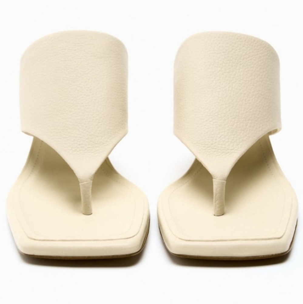 Zara Toe Post Heeled Leather Sandals - Picture 5 of 14